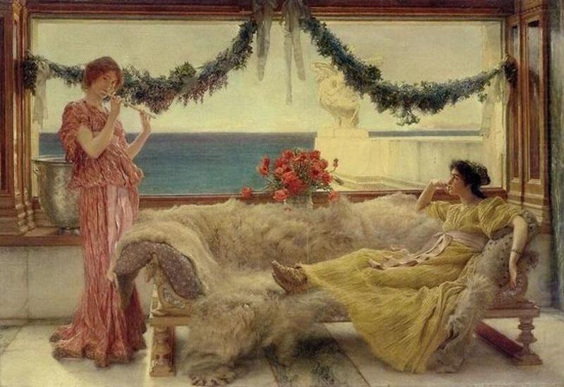 Alma-Tadema, Sir Lawrence Melody on a Mediterranean Terrace oil painting picture